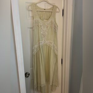 Free People light sage drop waist maxi with sequin detail and keyhole back
